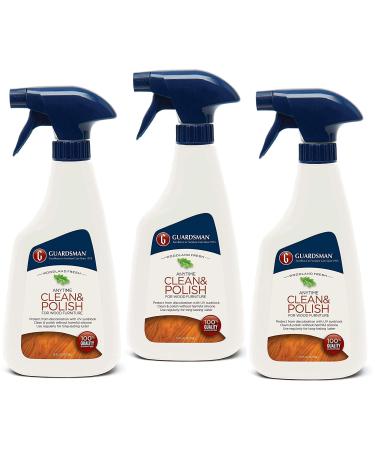 Guardsman Clean & Polish For Wood Furniture - Woodland Fresh - 16 oz Spray - Silicone Free, UV Protection - 461100 (3 PACK)