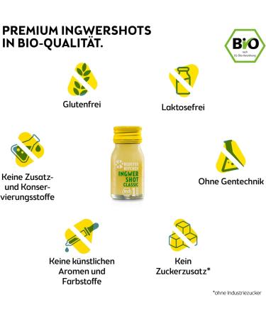 Kloster Kitchen Organic Classic Ginger Shot 1SHOT 28x 30 ml with ginger pieces | Vegan in a plastic bottle - Buy Online on GoSupps.com