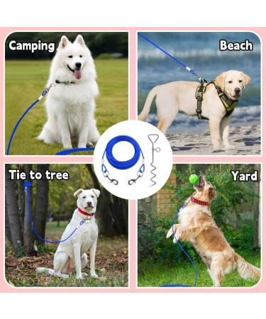 Dog Tether Cable Pet Tether Two-Headed Pet Rope Puppy Leash Leash Metal Chain (Blue) - Buy Online on GoSupps.com