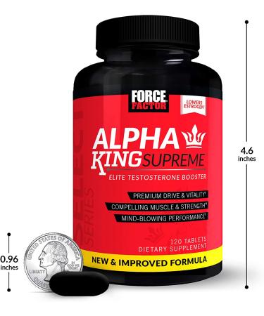 Alpha King Supreme New & Improved Testosterone Booster for Men with Fenugreek Seed & Ashwagandha to Increase Drive & Vitality  Boost Performance  and Build Muscle & Strength  Force Factor  120 Tablets 120 Count (Pack of 1) - Buy Online on GoSupps.com