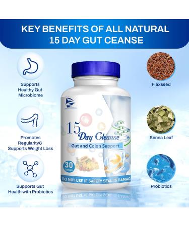 15 Day Gut Cleanse - Natural Colon Support & Bowel Detox Capsules for Effective Slimming - Buy Online on GoSupps.com