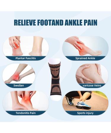 Shop Copper Ankle Brace Support for Men & Women - Compression Sleeve for Plantar Fasciitis Achilles Tendonitis & Sprained Ankle Pain Relief (Large - Buy Online on GoSupps.com