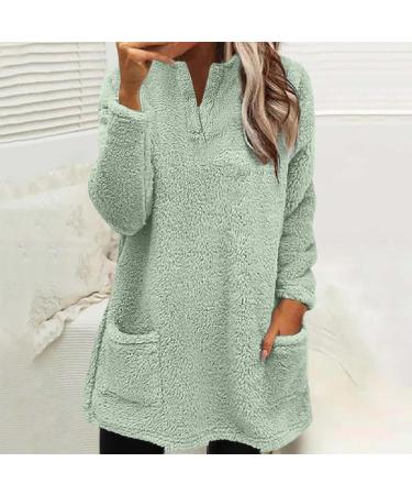AMhomely Women's Plus Size Double Fleece Hoodie - Soft Teddy Fleece Pullover with Pocket, V Neck, and Winter Lightweight Lounge Top in Green XXL - Buy Online on GoSupps.com