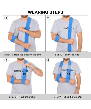 Supregear Adjustable Lightweight Arm Sling | Shoulder Immobilizer Support for Injured Arm | Breathable Medical Shoulder Support - Blue - 180cm - Buy Online on GoSupps.com