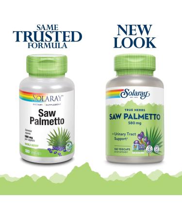 Solaray Saw Palmetto Whole Berry 580 mg - 180 VegCaps | Natural Support for Prostate Health - Buy Online on GoSupps.com