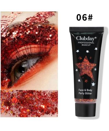 Gl-Turelifes Face Body Glitter Gel Sequins for Eyes Lips Hair Nail Face and Body - Mermaid Flakes Chunky Glitter Festival Accessory 30ml (#06 Red) - Buy Online on GoSupps.com