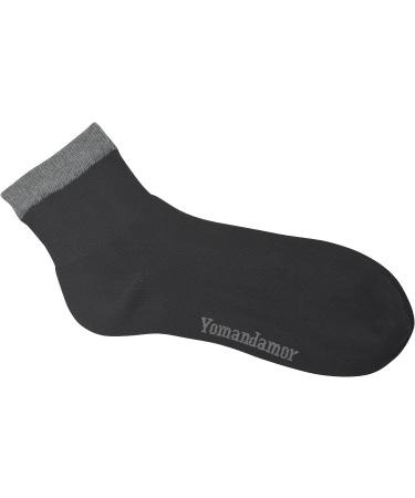 Yomandamor Men's Bamboo Diabetic Ankle Socks - 6 Pairs, L Size 10-13, Black/Grey, Non-Binding Top & Seamless Toe - Buy Online on GoSupps.com