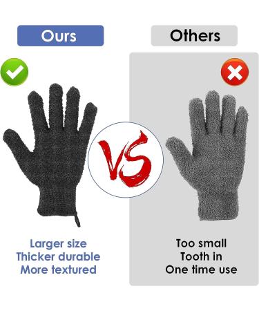 Sibba 2 Pairs Bath Exfoliating Gloves - Shower Scrubber Set for Spa Body Scrub, Loofah Glove with Hooks - Men and Women (Black & Grey) - Buy Online on GoSupps.com