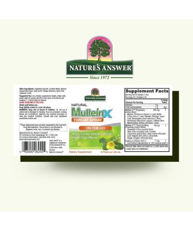 Mullein-X Throat Spray 2fl oz | Soothes Throat & Clears Mucus | Gluten-Free, Non-GMO, Vegetarian | Natural Peppermint Flavor - Buy Online on GoSupps.com
