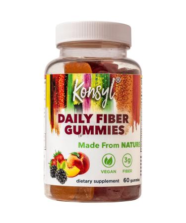 Konsyl Daily Fiber Gummies - Helps Support Digestive Health+ - Vegan Fiber Supplement Gummies for Adults - All-Natural Fruit Flavor (60 Count) 60 Count (Pack of 1)