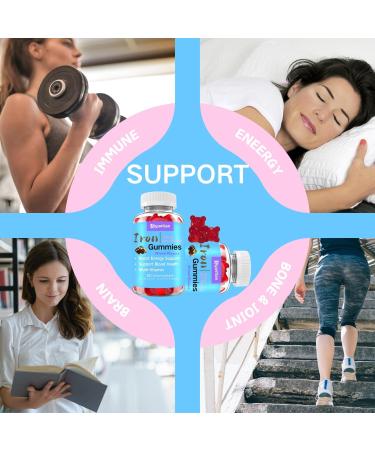 Multi-Vitamin Iron Gummies - Iron Supplement Gummies for Women & Men with Vitamin C B12 & Folate - Energy Support Immune Support - Mixed Flavor No Metallic Aftertaste Vegan 60 Count 60 Count (Pack of 1) - Buy Online on GoSupps.com