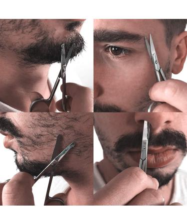 Facial Hair Scissors - Curved and Rounded for Precision Grooming - Ideal for Eyebrows, Mustache, Nose and Beard Trimming - Safe for Eyelashes and Ear Hair - Small Grooming Scissors for Women & Men - Buy Online on GoSupps.com