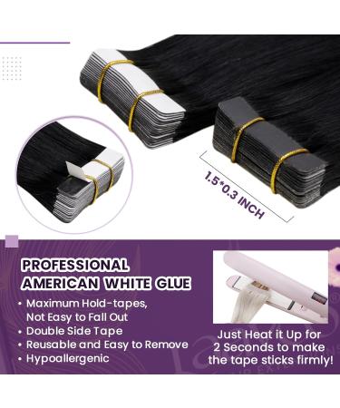 Buy Laavoo Invisible Tape-in Extensions | Real Black Hair Seamless 50cm 20pcs Remy Skin Weft - Buy Online on GoSupps.com
