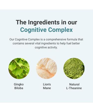 Hey Nutrition Cognitive Complex Supplement - Ginkgo Biloba Lion's Mane & L-Theanine - 60 Vegan Capsules - Buy Online on GoSupps.com