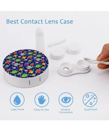 Cute Fish Round Case For Contact Lens Kit Storage Box with Mirror Printed - Buy Online on GoSupps.com