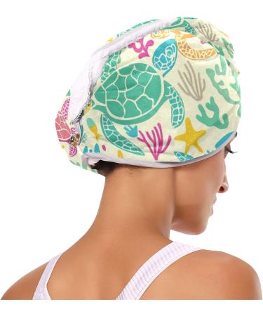 Colorful Seaweed Turtles Hair Towel 2 Pack | Super Absorbent Quick Dry Hair Turbans for Women & Girls| Ultimate Hair Drying Solution - Buy Online on GoSupps.com