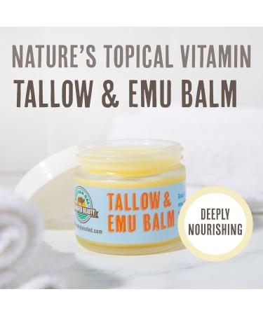 Grassfed Beauty Tallow & Emu Balm (Unscented) - 2 oz | Natural Moisturizer for Skin & Lip Care - Buy Online on GoSupps.com