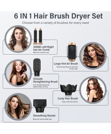 6 in 1 Hair Dryer Brush Set for Frizz-Free Styling | Hot Air Stylers with 6 Attachments | Ionic Care | Perfect for All Hair Types - Buy Online on GoSupps.com