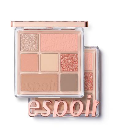 Espoir Real Eye Palette 5 Apricot Me | Everyday Multi-Use Long-Lasting and Blendable 7 Colors with Sparkling Glitter for Eyeshadow Base and Cheeks Makeup | Warm  Cool  Neutrals | Korean Makeup