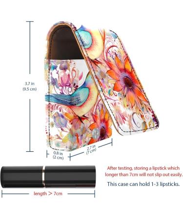 Travel Lipstick Organizer Case | Portable Makeup Bag with Mirror | Abstract Vintage Flowers & Birds - Shop Now - Buy Online on GoSupps.com