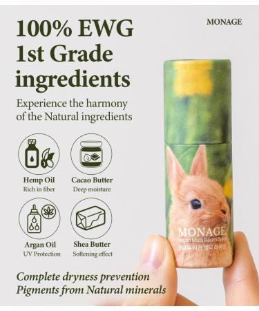 MONAGE Korean Beauty Tinted Lip Balm & Nourishing & Moisturizing Lip Care Made from 100% Natural Ingredients Organic Moisturizer for Dry Cracked Lips Natural Red from Nature Raum 0.38 Ounce - Buy Online on GoSupps.com