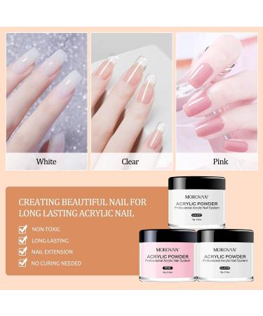 Morovan Acrylic Nail Kit with 12 Glitter Powder Set - Professional Monomer & Liquid Set for French Nail Tips - Practice Hand & Brushes for DIY Nail Art - Buy Online on GoSupps.com