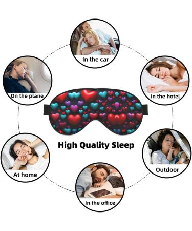 Romantic Reds Heart Print Unisex Sleep Mask - Double-Sided Eye Mask for Sound Sleep & Skin Care - Black - Buy Online on GoSupps.com
