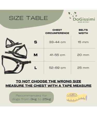 Dogissimi Leather Dog Harness for Small & Medium Dogs - Adjustable Ergonomic Handmade in Italy (Size L - Military Breast 52-69 cm) - Buy Online on GoSupps.com