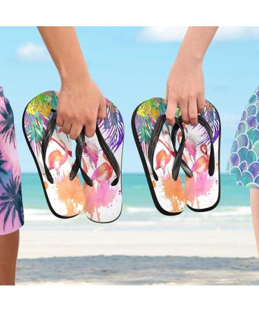 Shop Mnsruu Tropical Flower Flamingo Bird Flip Flops - Multicolor & Stylish Comfort for Summer | International Shipping - Buy Online on GoSupps.com