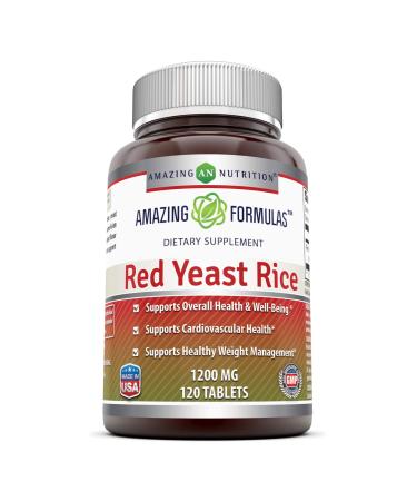 Amazing Formulas Red Yeast Rice - 1200 mg - 120 Tablets (Non-GMO) Per Bottle