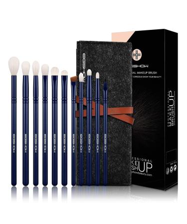Eye makeup brush own show 11 pieces of essential eyeshadow brush set eyeshadow blending brush eyebrow brush eyeliner brush with curved tip (blue) - Buy Online on GoSupps.com