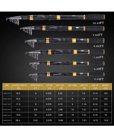 Soougayilang 2.4m Telescopic Fishing Rod & Spinning Roller Combo Carbon Fiber for Salt & Fresh Water Durable & Portable with Carrying Bag - Buy Online on GoSupps.com