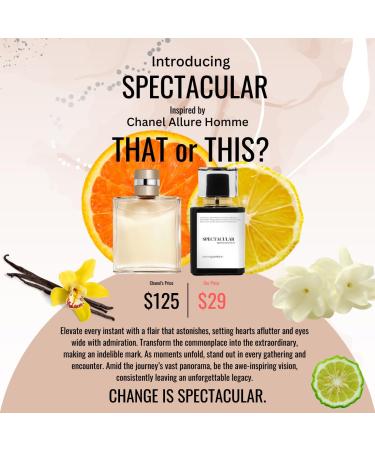 SPECTACULAR | Inspired by CHNL ALLURE HOMME | Pheromone Perfume for Men | Extrait De Parfum | Long Lasting Dupe Clone Essential Oils Fragrance | Perfume De Hombre | (100 ml / 3.4 Fl Oz) 3.4 Fl Oz (Pack of 1) - Buy Online on GoSupps.com