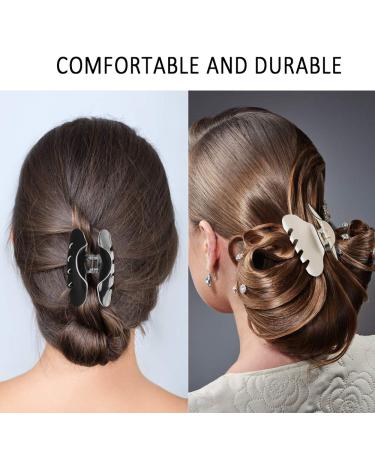 Acrylic Hair Claw Clips - 4 Solid Color Set for Women | Stable Hair Clips in Beige & Black - Shop Internationally - Buy Online on GoSupps.com