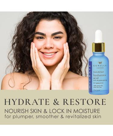 Shop GUNILLA Hyaluronic Acid & Ginseng Serum - Vegan Anti-Aging Formula for Wrinkle Reduction Hydration & Firming | 14 Natural Actives | 1 oz - Buy Online on GoSupps.com