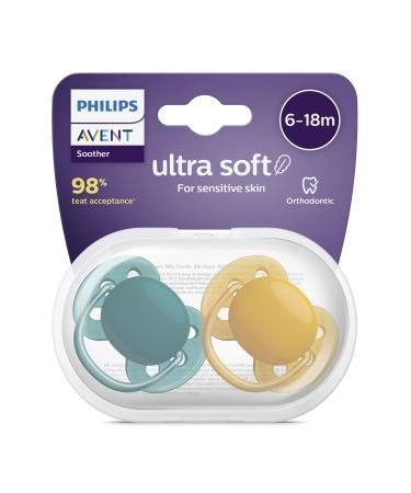 Philips Avent Ultra Soft Schnuller 2-pack-BPA-free pacifier for babies from 6 to 18 months dark green/dark orange (model SCF091/04) 2-pack dark green/dark orange