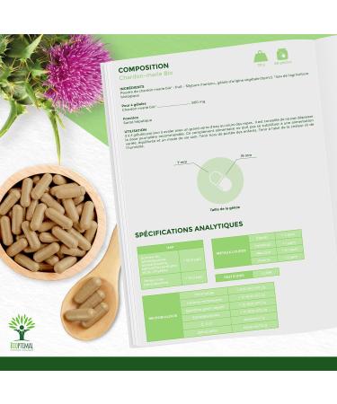 Chardon Marie Bio - Bioptimal - Compl ment Alimentaire - D puratif Naturel D tox Foie Digestion - 100% Pur - Silymarine Silybine - 300 mg/G lule - Fabriqu en France - Certifi Ecocert - 60 g lules 60 unit (Lot de 1) - Buy Online on GoSupps.com