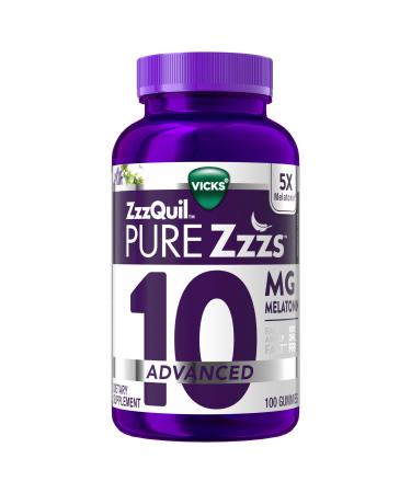 ZzzQuil Pure Zzzs Advanced Melatonin Gummies Sleep Aid with Chamomile & Lavender for Adults Berry Flavored 100 Count 100 Count (Pack of 1)
