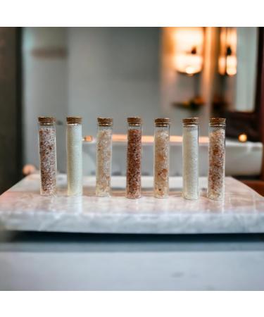 Luxurious Bath Salts Gift Set That includes 7 Glass Vials Each with Its Own Fragrance and Combination of Salts. includes Dead Sea Himalayan and Epsom Salts - Buy Online on GoSupps.com