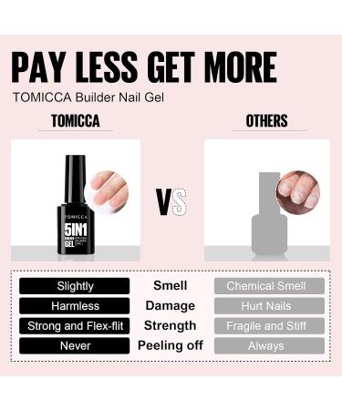 TOMICCA 5 in 1 Builder Nail Gel 15ML - Nude UV Gel Polish for Strong Nails | Nail Repair & Strengthening | Easy to Shape | Nail Art Supplies - Buy Online on GoSupps.com