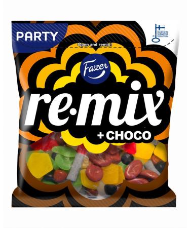 Fazer Re-Mix + Choco - M lange de bonbons la r glisse et au salmiac chocolat et bonbons fruit s - Sac de f te - 325 g