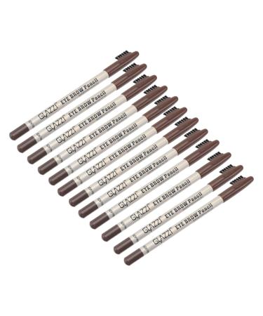 CANIGHT 12pcs Cosmetic Supplies Brow Pencil Brush Coffee Eyebrow Pencil Powder Wood