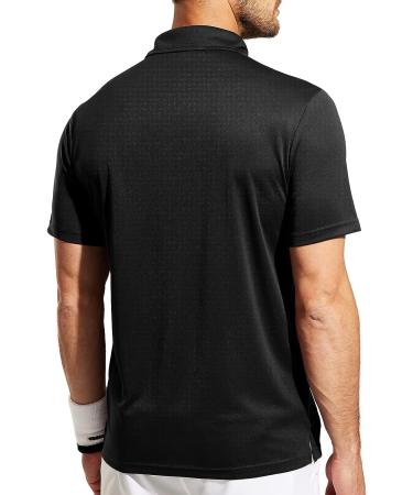 MIER Men's Quick Dry Polo Shirt - Black, Small | Moisture Wicking Recycled Polyester, Golf & Casual Wear - Buy Online on GoSupps.com
