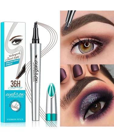 Peonly 3D Waterproof Microblading Eyebrow Pen Micro-Fork Tip Pencil Long-Lasting Waterproof Brows Pencil Microblading 4-Tip Eyebrow Pen Natural Brows Eyebrow Pen (Gray) - Buy Online on GoSupps.com