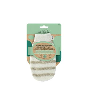 OMNIA BOTANICA - Bi-material bath glove - Linen and bamboo - Gentle massage and body scrub - Massage glove - Suitable for all