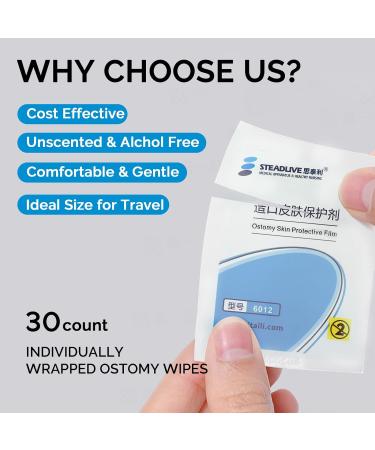 Heagimed 30pcs Skin Barrier Wipes for Ostomy - No-Sting Skin Film, Individually Wrapped - Ostomy Care Products for Stoma Care - Buy Online on GoSupps.com