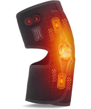 Heated Knee Pad with Massager | Knee Heating Pad for Pain Relief & Arthritis | Premium Knee Brace Wrap for Men & Women - Buy Online on GoSupps.com