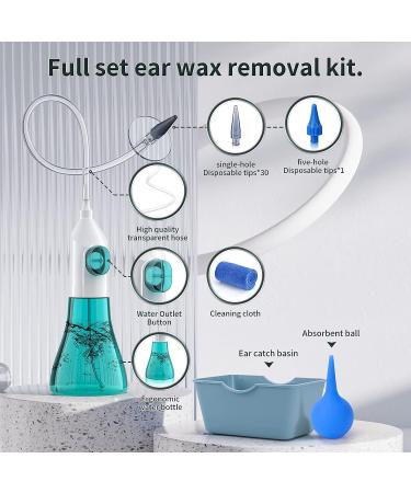 Ear Wax Removal Kit - Manual Ear Irrigation Flushing System for Safe & Effective Cleaning - Includes Basin, Towel & 31 Tips | For Adults & Kids - Buy Online on GoSupps.com