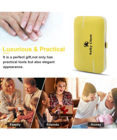 10pcs Professional Manicure Pedicure Set - Stainless Steel Nail Clippers Kit for Travel (Yellow) - Buy Online on GoSupps.com