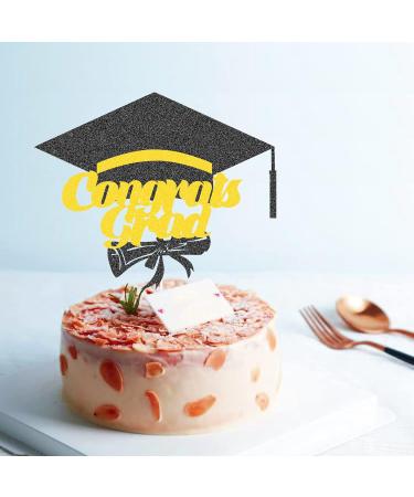 Graduation Cake Topper 2023 Congrats Grad Cake Decoration Glitter Class of 2023 Happy Graduation Party Decorations Supplies for College Grad (Black and Gold) (Graduation 02) - Buy Online on GoSupps.com